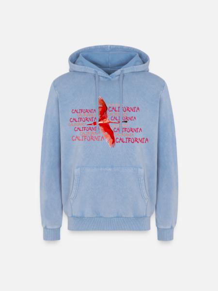 california - Relaxed Unisex Premium Acid Washed Hoodie - acid washed blue
