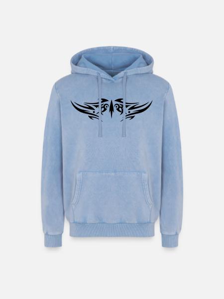 Large jagged Tribal Tattoo ornament. - Relaxed Unisex Premium Acid Washed Hoodie - acid washed blue