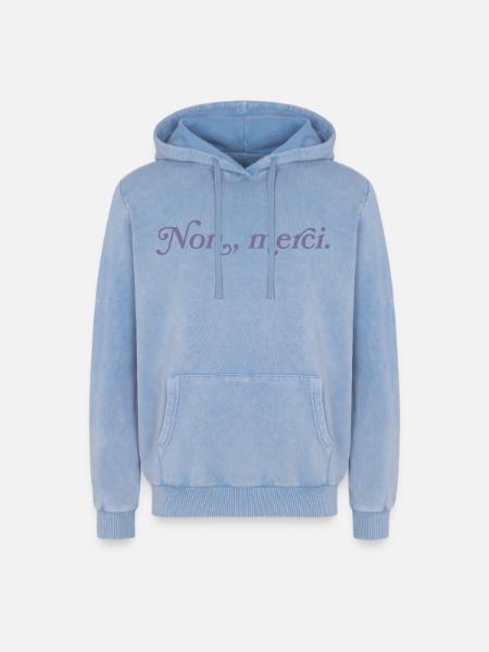 Non, merci – French Minimalism - Relaxed Unisex Premium Acid Washed Hoodie - acid washed blue