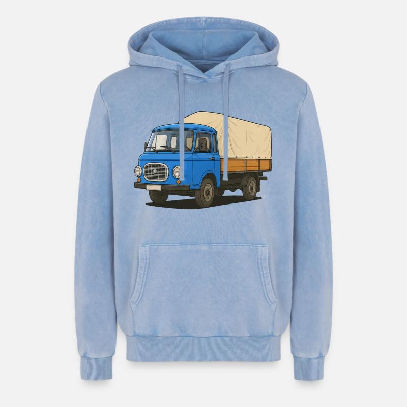 Ost-Pritsche - Relaxed Unisex Premium Acid-Washed Hoodie - Blau Acid Wash