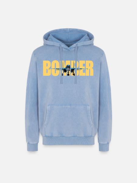 Bomber Su-34 - Relaxed Unisex Premium Acid Washed Hoodie - acid washed blue