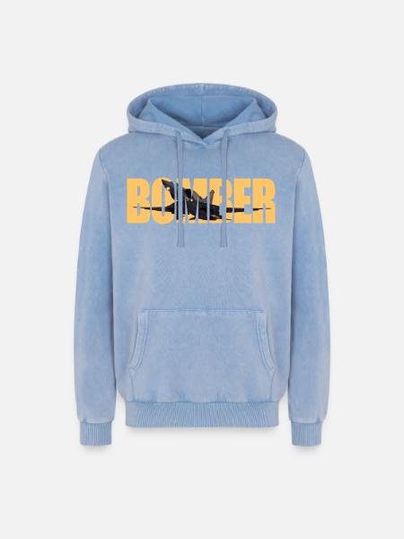 Bomber Tu-22 M3 - Relaxed Unisex Premium Acid Washed Hoodie - acid washed blue