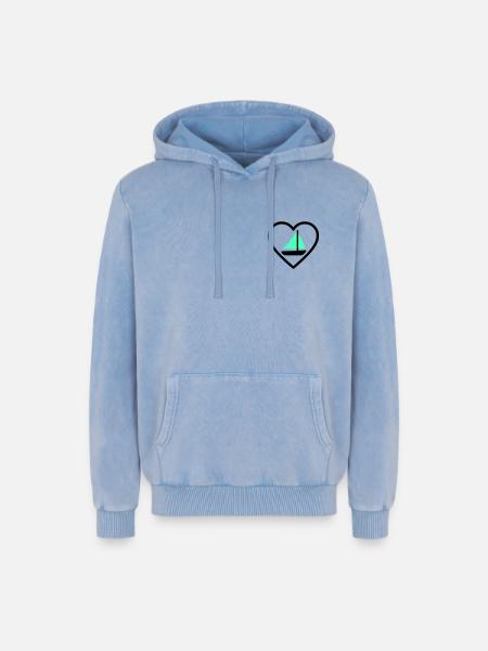 Cuore Vela – Passione Navigazione - Relaxed Unisex Premium Acid Washed Hoodie - acid washed blue