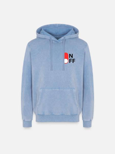 ON/OFF mode - Relaxed Unisex Premium Acid Washed Hoodie - acid washed blue