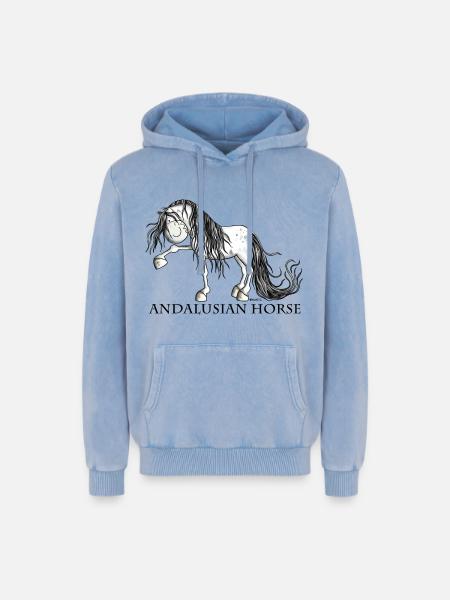 Süßer Andalusier - Relaxed Unisex Premium Acid-Washed Hoodie - Blau Acid Wash