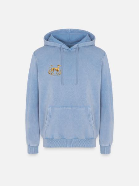 Libérez le Galgo - Broderie n°01 - Sweat à capuche unisexe Premium acid-wash en coton - bleu délavé acide