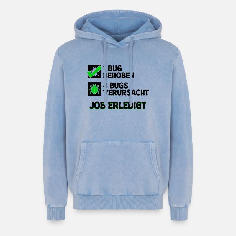 Open Source Bugfixing Bugs Developer Programmier - Relaxed Unisex Premium Acid-Washed Hoodie - Blau Acid Wash