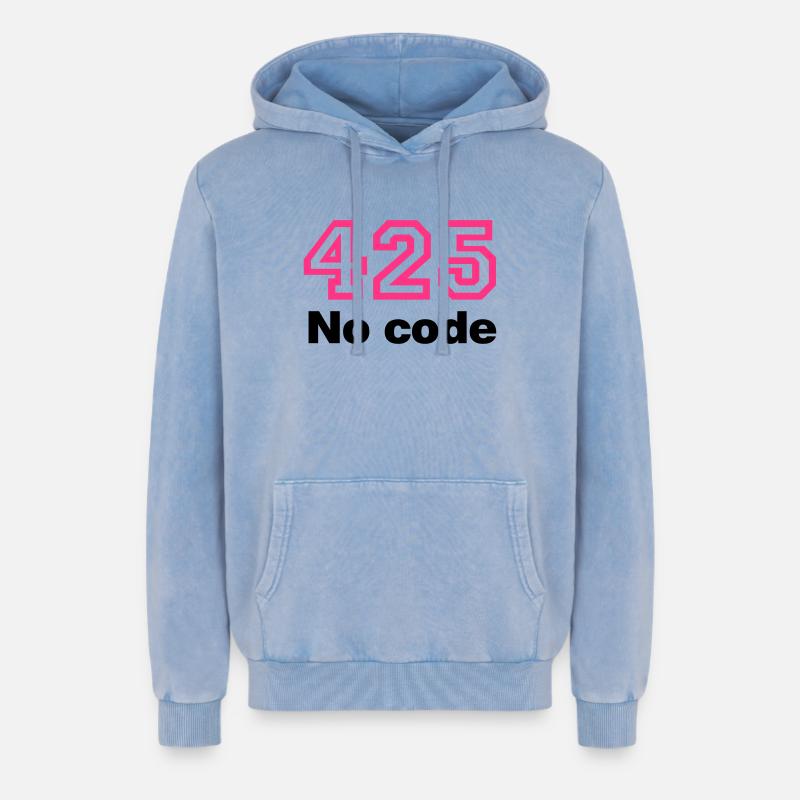 Error 425 No Code - Relaxed Unisex Premium Acid-Washed Hoodie - Blau Acid Wash
