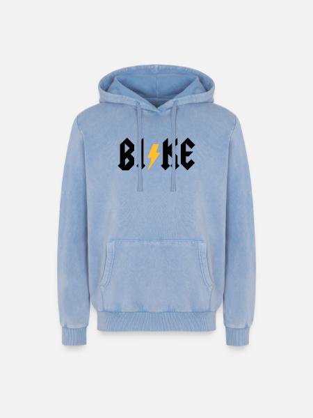 BI!KE - Relaxed Unisex Premium Acid-Washed Hoodie - Blau Acid Wash