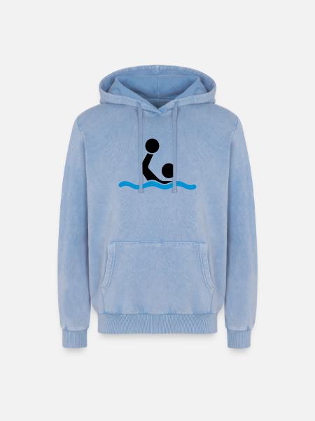 water polo - Relaxed Unisex Premium Acid Washed Hoodie - acid washed blue