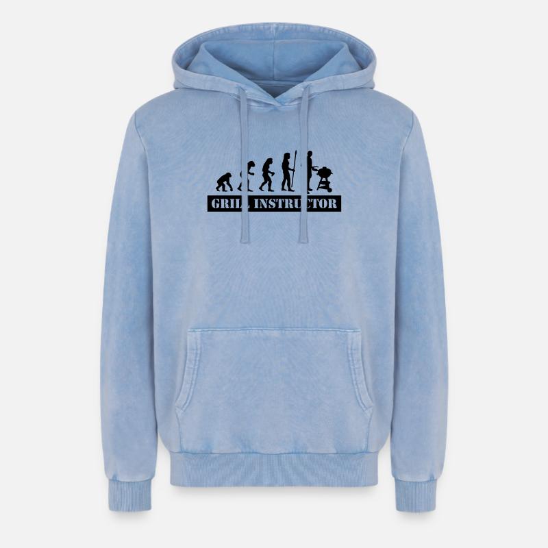 evolution grill instructor - Relaxed Unisex Premium Acid Washed Hoodie - acid washed blue