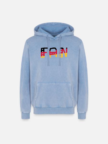 FAN - Shirt Germany - Relaxed Unisex Premium Acid Washed Hoodie - acid washed blue