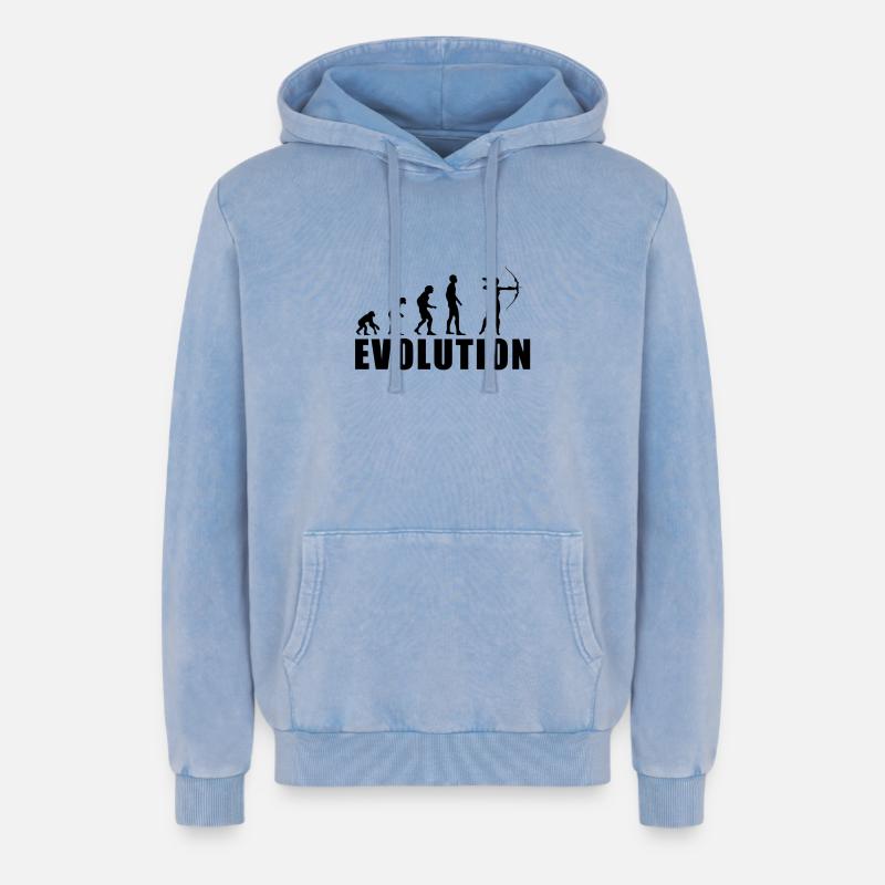 EVOLUTION BOGENSCHIESSEN Geschenk - Sweat à capuche unisexe Premium acid-wash en coton - bleu délavé acide