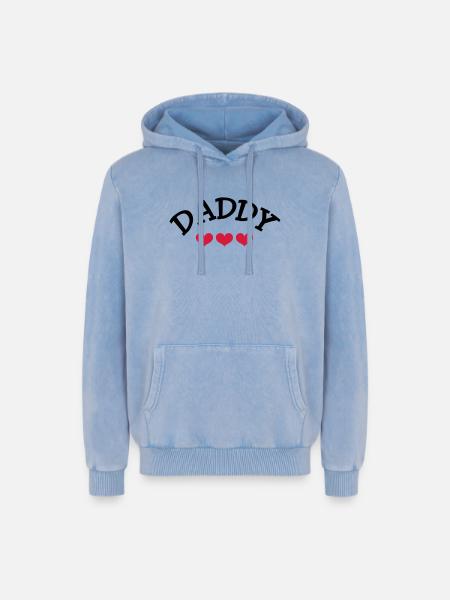 Daddy - Relaxed Unisex Premium Acid Washed Hoodie - acid washed blue
