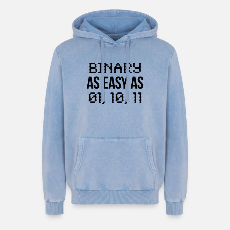 code binaire - Sweat à capuche unisexe Premium acid-wash en coton - bleu délavé acide