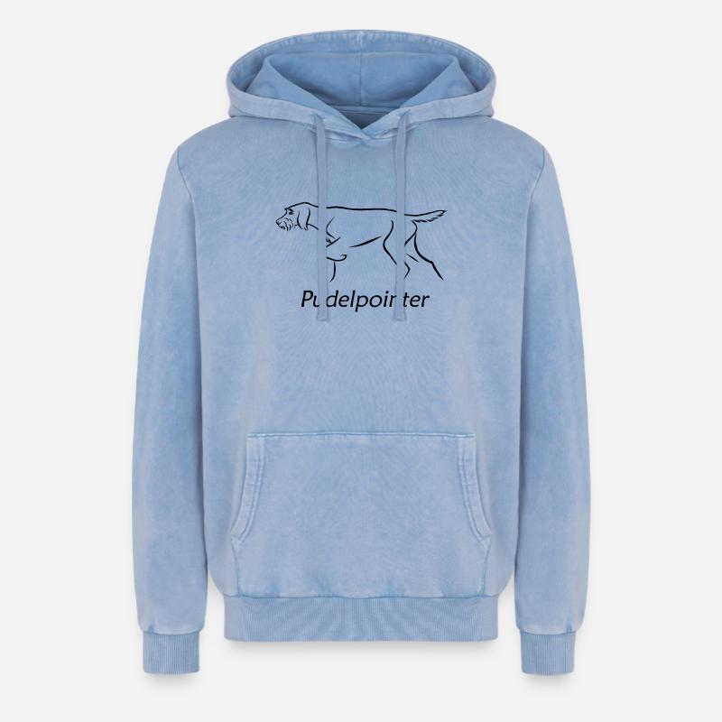 Pudelpointer - Relaxed Unisex Premium Acid-Washed Hoodie - Blau Acid Wash