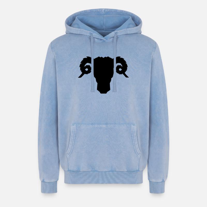 Bock- oder Rammkopfschattenbild - Relaxed Unisex Premium Acid-Washed Hoodie - Blau Acid Wash