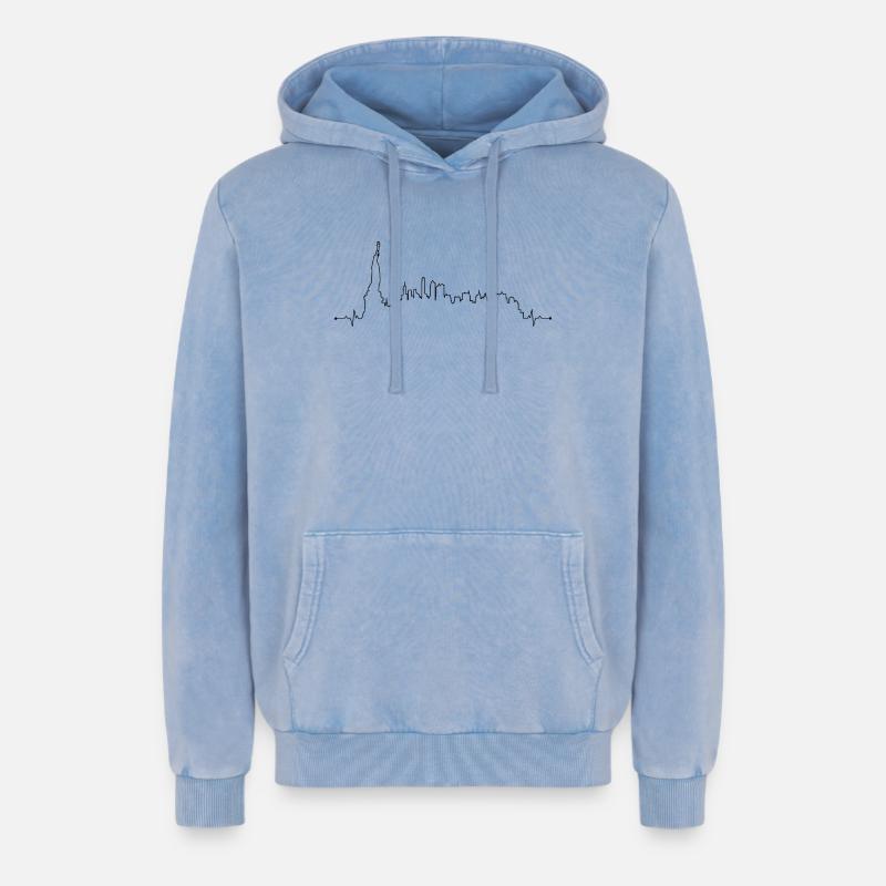 design_missing_request - Sweat à capuche unisexe Premium acid-wash en coton - bleu délavé acide