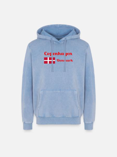Copenhagen Denmark - Stylish prints - Relaxed Unisex Premium Acid Washed Hoodie - acid washed blue