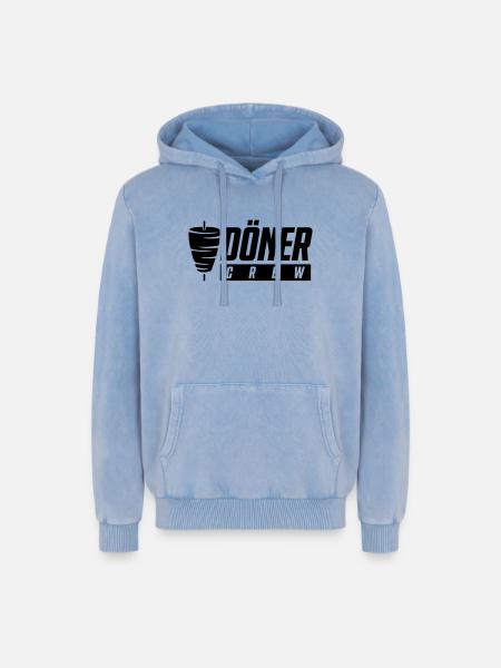 Döner Crew - Relaxed Unisex Premium Acid Washed Hoodie - acid washed blue