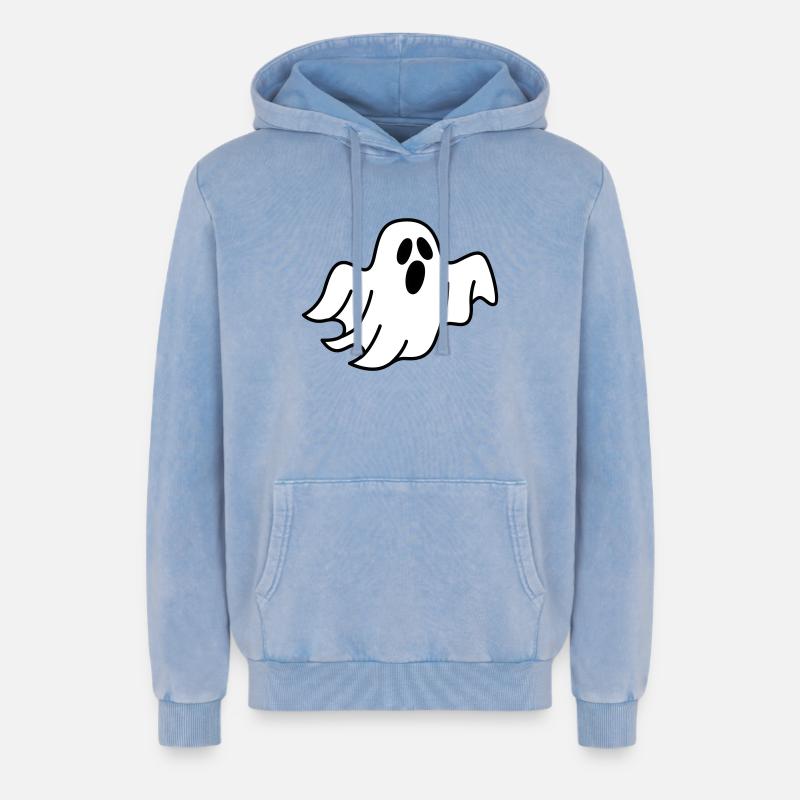 Geist oder Gespenst - Relaxed Unisex Premium Acid-Washed Hoodie - Blau Acid Wash