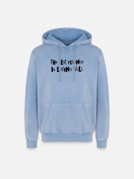 Best revenge ... by Cean - Relaxed Unisex Premium Acid Washed Hoodie - acid washed blue