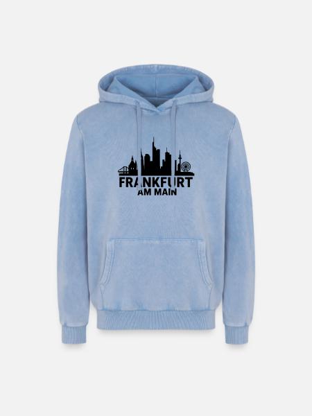 Francfort-sur-le-Main Silhouette - Sweat à capuche unisexe Premium acid-wash en coton - bleu délavé acide