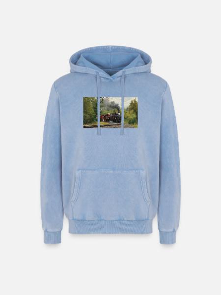 Double Double Fairlies - Relaxed Unisex Premium Acid Washed Hoodie - acid washed blue
