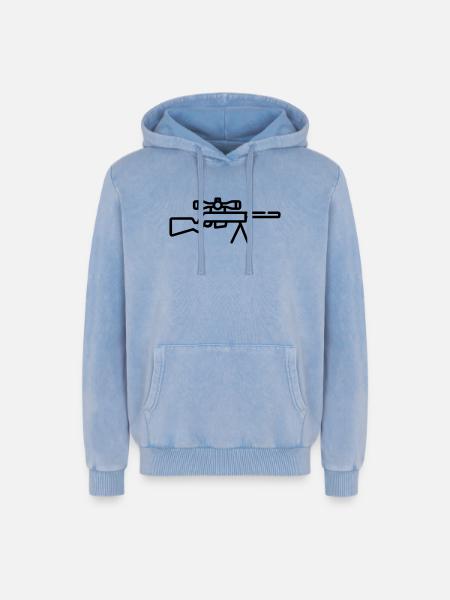 sniper - Relaxed Unisex Premium Acid Washed Hoodie - acid washed blue
