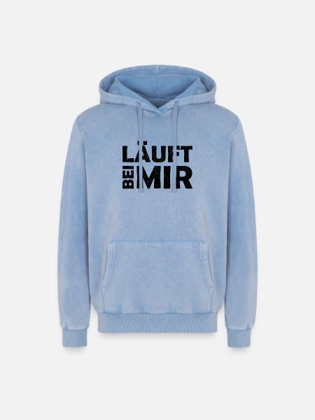 Runs with me - Cool saying - Running - Relaxed Unisex Premium Acid Washed Hoodie - acid washed blue