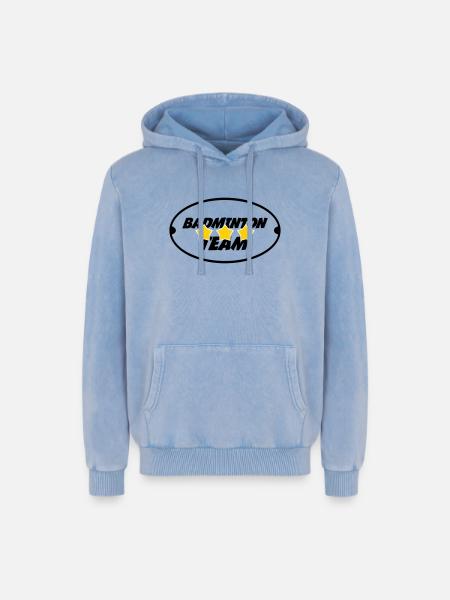 Badminton Team - Relaxed Unisex Premium Acid Washed Hoodie - acid washed blue