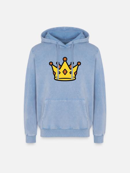 Golden King Crown Jewels Vector - Relaxed Unisex Premium Acid Washed Hoodie - acid washed blue