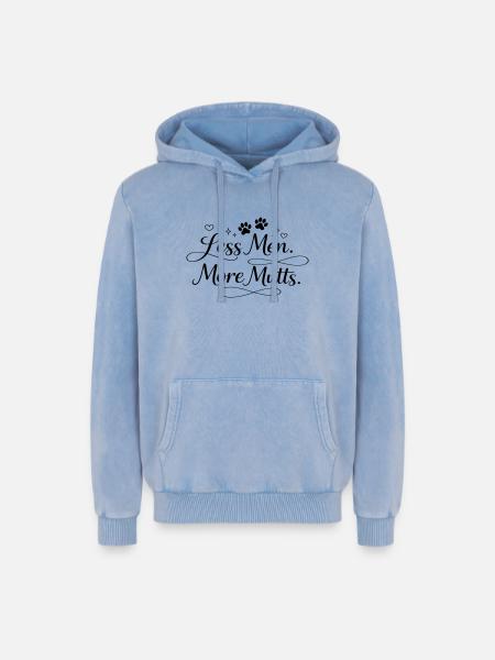 Less men. More mutts. - Relaxed Unisex Premium Acid-Washed Hoodie - Blau Acid Wash