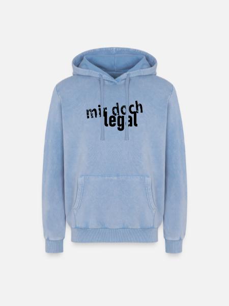 mir doch legal - Relaxed Unisex Premium Acid-Washed Hoodie - Blau Acid Wash