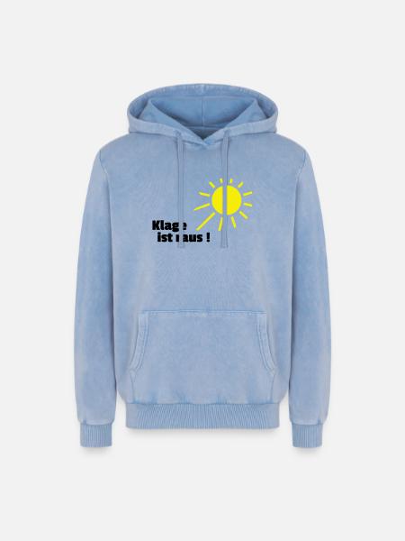 Klage ist raus Sonne - Relaxed Unisex Premium Acid-Washed Hoodie - Blau Acid Wash