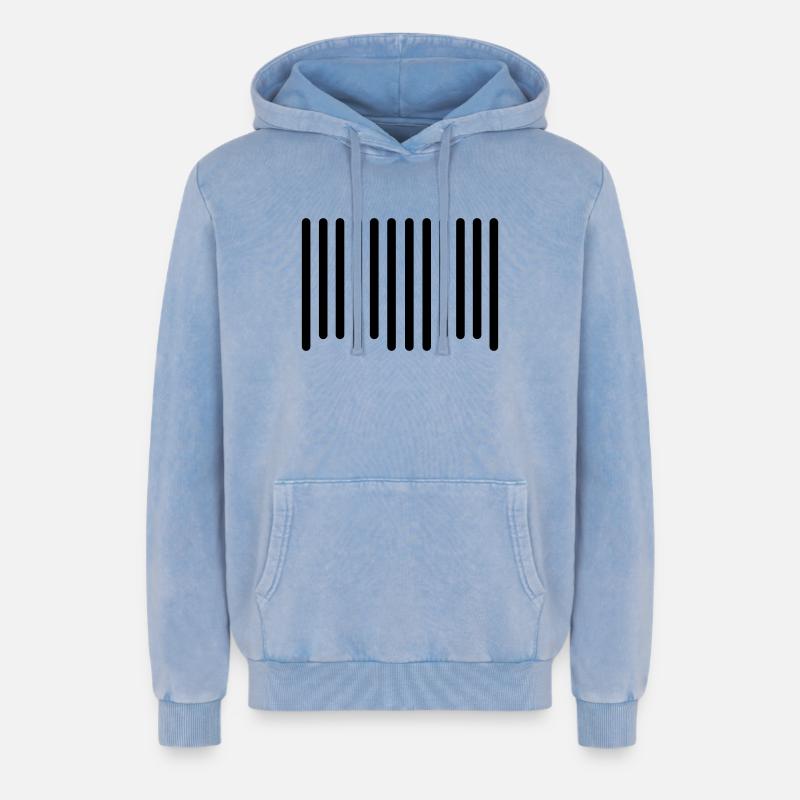 code barres - Sweat à capuche unisexe Premium acid-wash en coton - bleu délavé acide