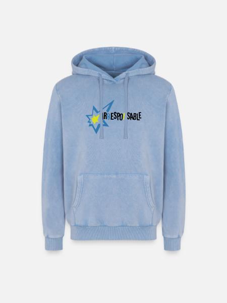 Irresponsable - Sweat à capuche unisexe Premium acid-wash en coton - bleu délavé acide