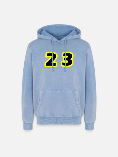 23 Number symbol - Relaxed Unisex Premium Acid Washed Hoodie - acid washed blue