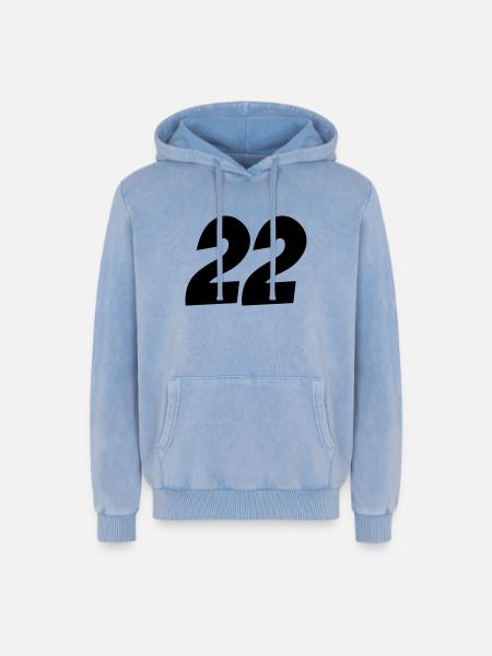 22- - Relaxed Unisex Premium Acid-Washed Hoodie - Blau Acid Wash