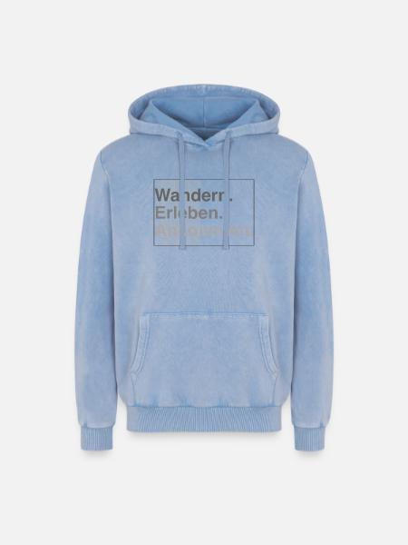 Wandern erleben - Relaxed Unisex Premium Acid-Washed Hoodie - Blau Acid Wash