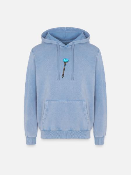 Magischer Kristallstab Blau - Relaxed Unisex Premium Acid-Washed Hoodie - Blau Acid Wash
