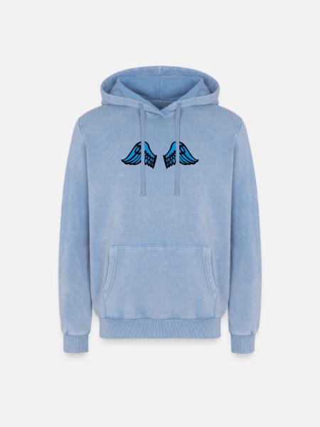 wings - Relaxed Unisex Premium Acid-Washed Hoodie - Blau Acid Wash