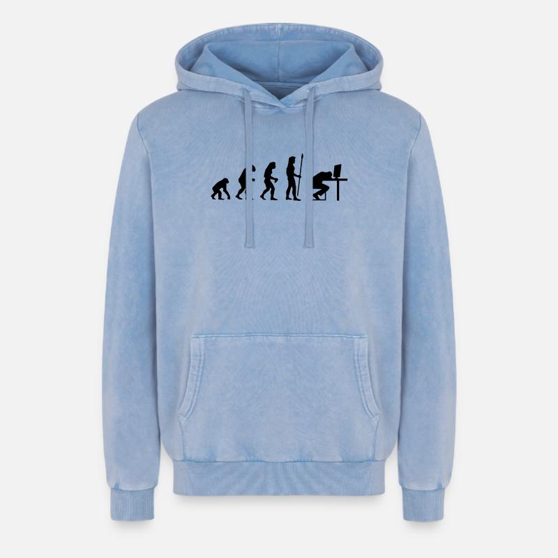 evolution_pc_4 - Relaxed Unisex Premium Acid Washed Hoodie - acid washed blue