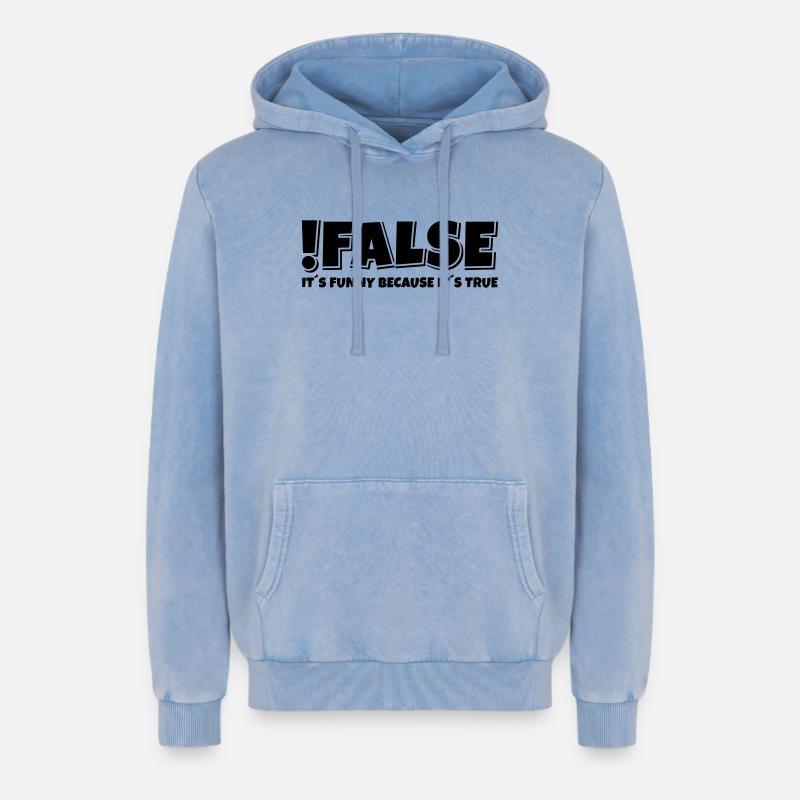 False True Programmierer Spruch - Relaxed Unisex Premium Acid-Washed Hoodie - Blau Acid Wash