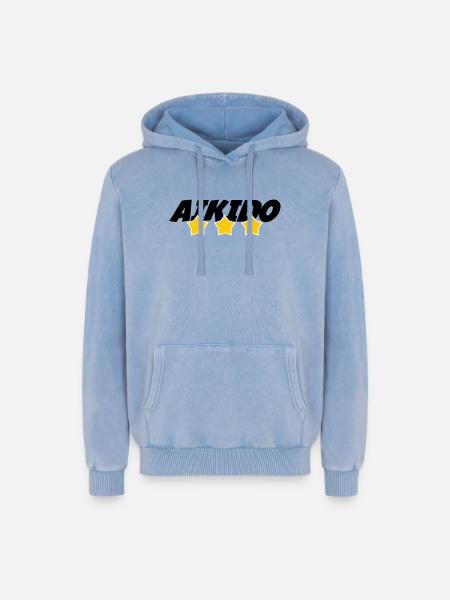 Aikido - Martial Art - Aikido - Relaxed Unisex Premium Acid Washed Hoodie - acid washed blue