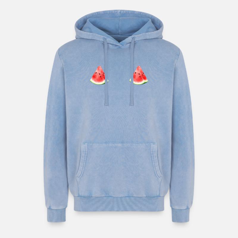Pastèque pastèque - Sweat à capuche unisexe Premium acid-wash en coton - bleu délavé acide