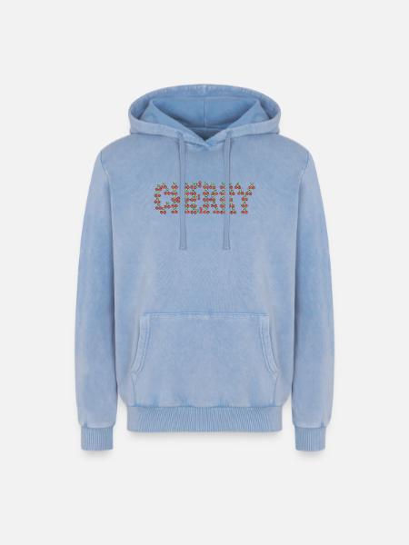 Cherry typography - Relaxed Unisex Premium Acid Washed Hoodie - acid washed blue
