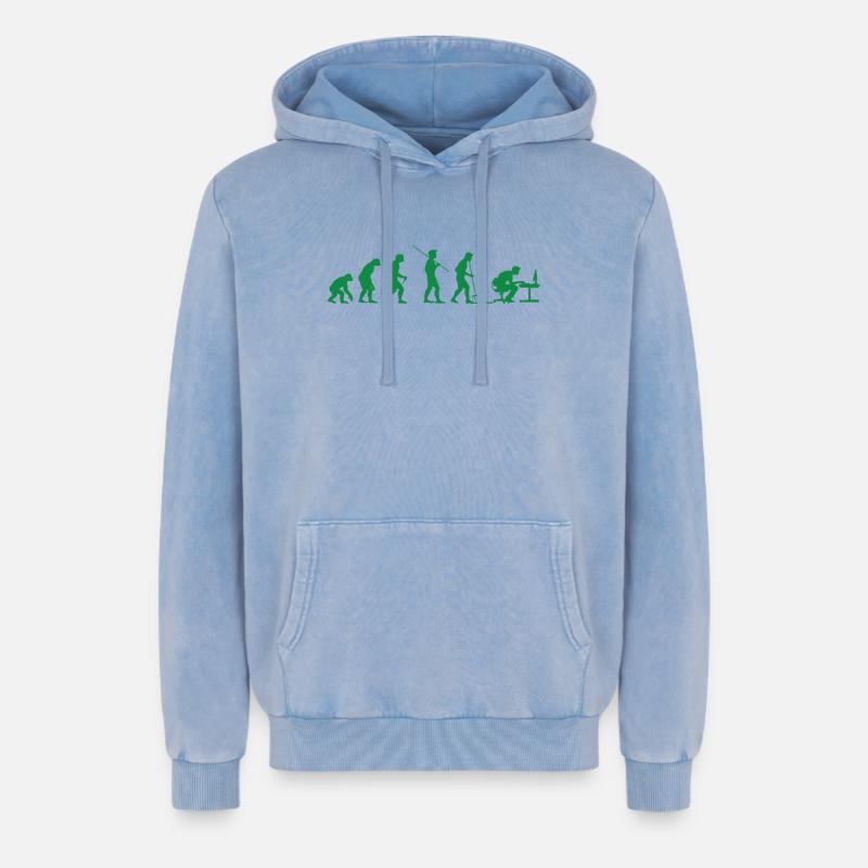 Programmer Evolution Computer Scientist Developer - Relaxed Unisex Premium Acid Washed Hoodie - acid washed blue