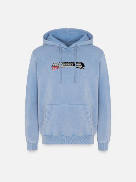 cutter - Relaxed Unisex Premium Acid-Washed Hoodie - Blau Acid Wash