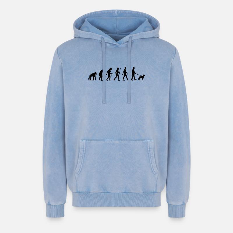 Evolution Smooth Collie Mann - Relaxed Unisex Premium Acid-Washed Hoodie - Blau Acid Wash